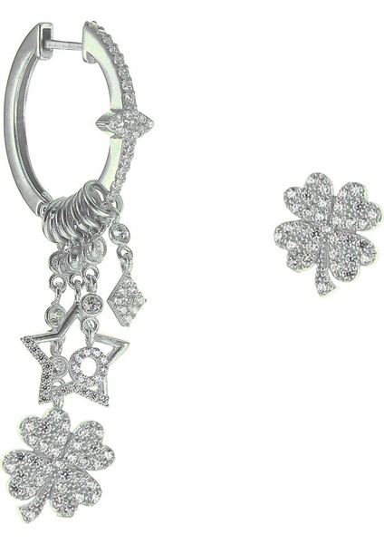 Söğütlü Si̇lver Gümüş Yonca Modeli Rodajlı Şans Küpe