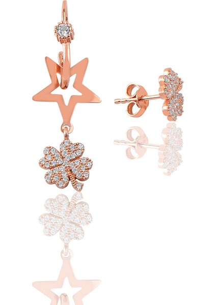 Söğütlü Si̇lver Gümüş Yonca Modeli Göçmen Halkalı Şans Küpe