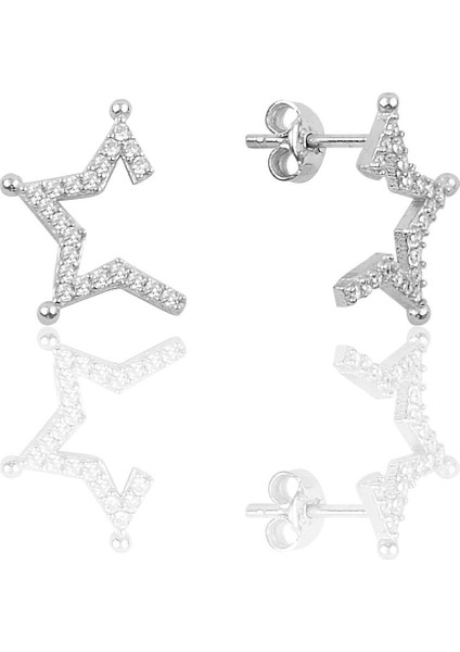 Söğütlü Si̇lver Gümüş Yarım Yıldız Küpe