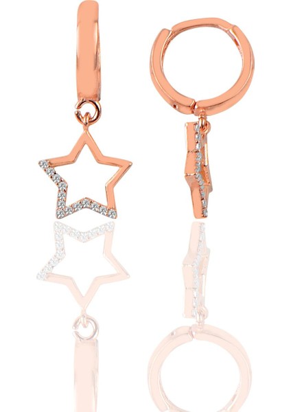 Söğütlü Si̇lver Gümüş Taşlı Yıldız Modeli Halka Küpe