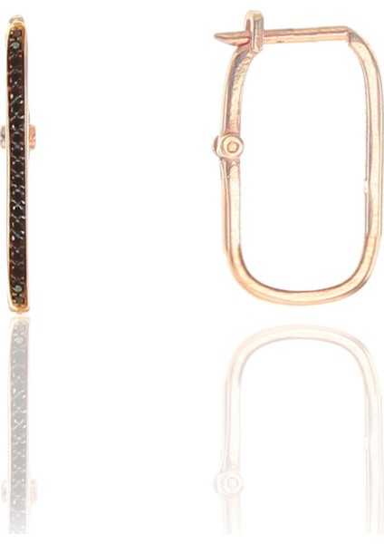 Söğütlü Si̇lver Gümüş Siyah Taşlı Göçmen Küpe