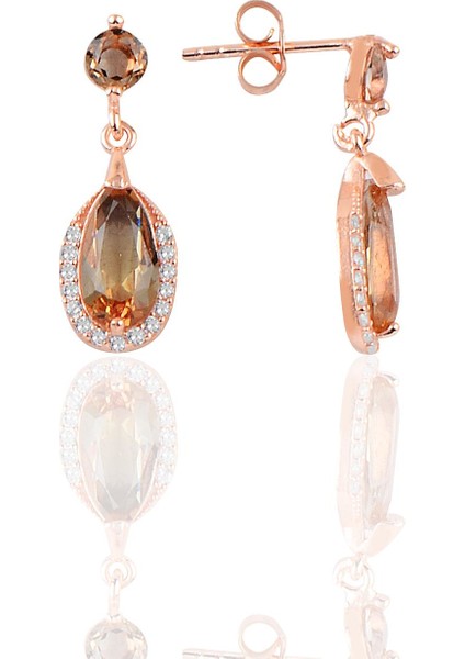 Söğütlü Si̇lver Gümüş Rose Zultanit Damla Taşlı Küpe