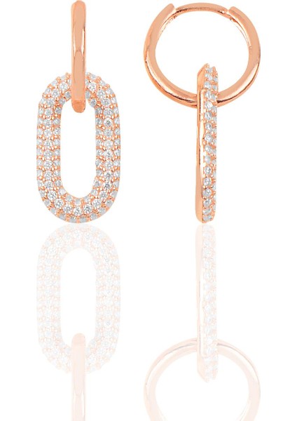 Söğütlü Si̇lver Gümüş Rose Zirkon Taşlı Handy Küpe