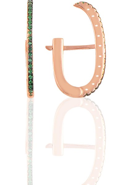 Söğütlü Si̇lver Gümüş Rose Yeşil Taşlı Style J Modeli Küpe