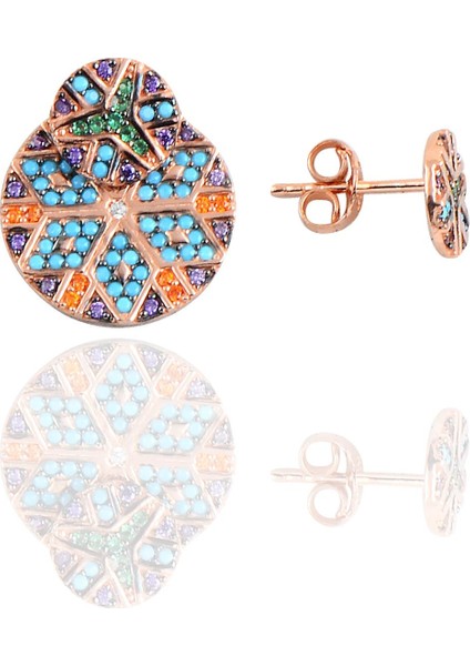 Söğütlü Si̇lver Gümüş Rose Tasarım Kilim Küpe