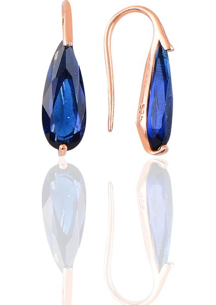 Söğütlü Si̇lver Gümüş Rose Safir Taşlı Damla Modeli Küpe