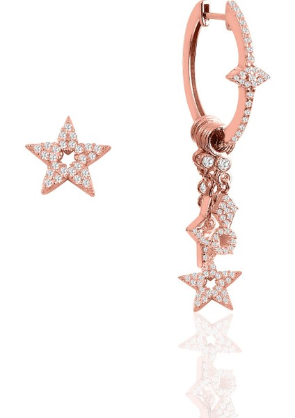 Söğütlü Si̇lver Gümüş Rose Lotus Modeli Şans Küpe