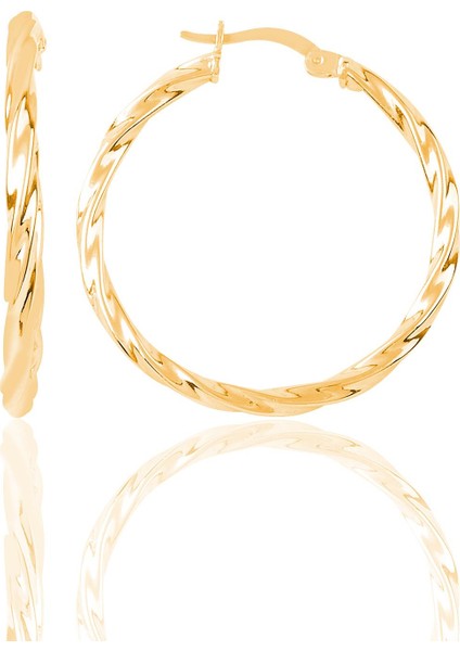 Söğütlü Si̇lver Gümüş Rose Burma Modeli Orta Boy Halka Küpe