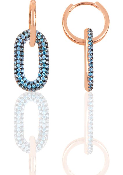 Söğütlü Si̇lver Gümüş Rose Akuamarin Taşlı Handy Küpe