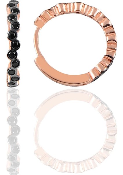 Söğütlü Si̇lver Gümüş Rose 17 mm Siyah Sıra Taşlı Halka Küpe