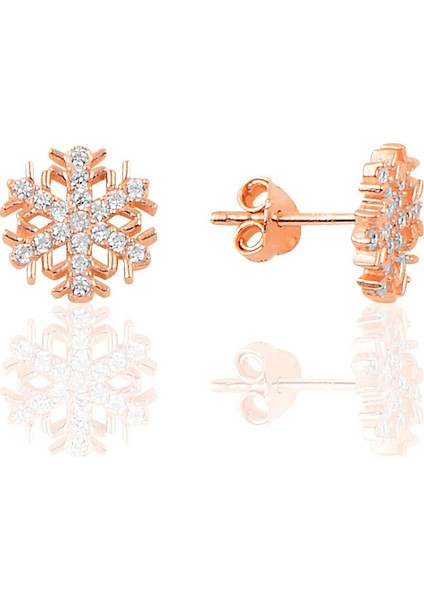 Söğütlü Si̇lver Gümüş Rose New Kar Tanesi Küpe