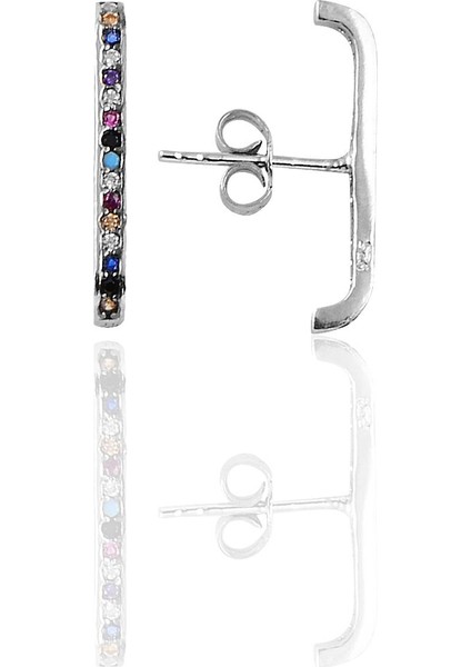 Söğütlü Si̇lver Gümüş Renkli Taşlı Style Küpe