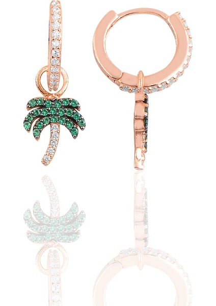 Söğütlü Si̇lver Gümüş Palmiye Halka Küpe