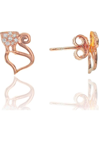 Söğütlü Si̇lver Gümüş Mini Kedi Küpe