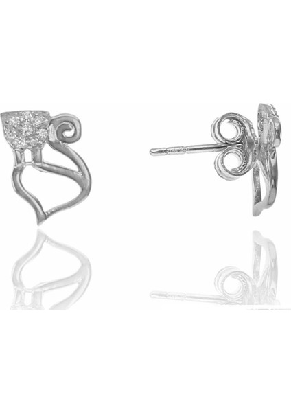 Söğütlü Si̇lver Gümüş Mini Kedi Küpe