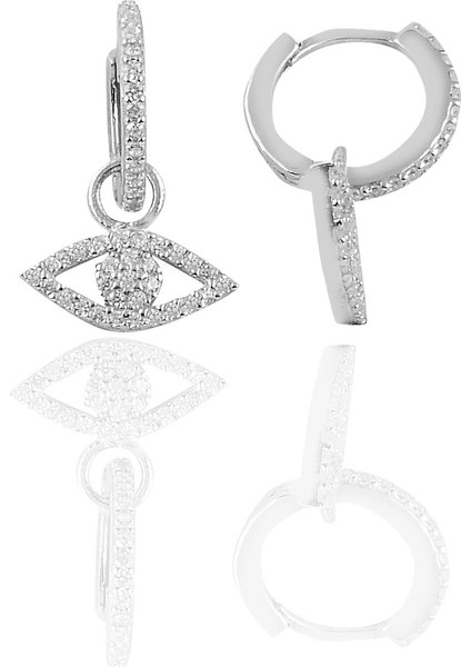 Söğütlü Si̇lver Gümüş Mekik Modeli Taşlı Halka Küpe