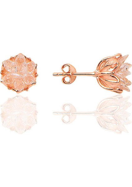 Söğütlü Si̇lver Gümüş Lotus Çiçeği Modeli Zirkon Taşlı Küpe