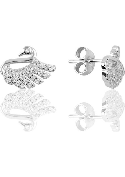 Söğütlü Si̇lver Gümüş Kuğu Modeli Küpe