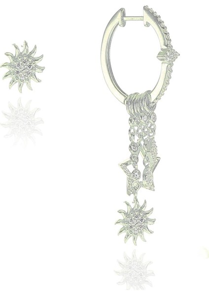 Söğütlü Si̇lver Gümüş Güneş Modeli Şans Küpe