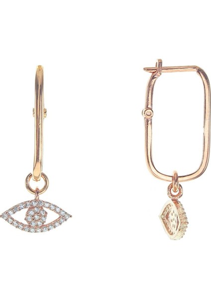 Söğütlü Si̇lver Gümüş Göz Modeli Zirkon Taşlı Göçmen Küpe