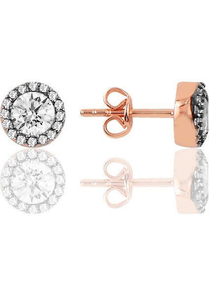 Söğütlü Si̇lver Gümüş Elmas Montürlü Tek Taş Küpe