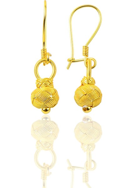 Söğütlü Si̇lver Gümüş Altın Yaldızlı Kazaziye Top Küpe