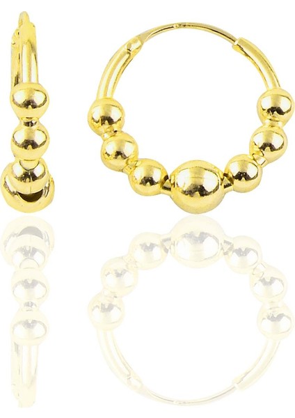 Söğütlü Si̇lver Gümüş Altın Rengi 17 mm Top Top Halka Küpe