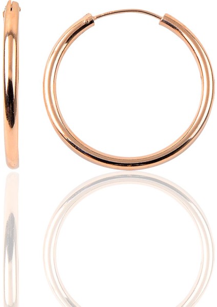 Söğütlü Si̇lver Gümüş 36 mm Rose Kalın Halka Küpe