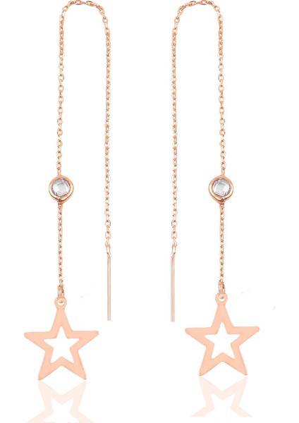 Söğütlü Si̇lver Gümüş Taşlı Zincirli Küpe