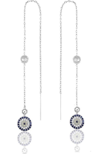 Söğütlü Si̇lver Gümüş Taşlı Zincirli Küpe