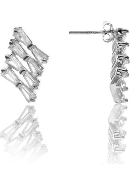 Söğütlü Si̇lver Baget Taşlı Küpe