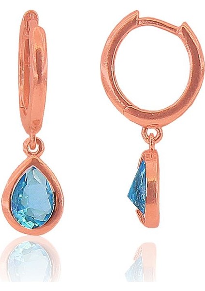 Söğütlü Si̇lver Akuamarin Taşlı Damla Küpe