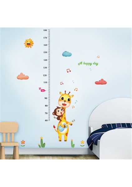 Şarkı Söyleyen Zürafa Çocuk ve Bebek Odası Dekoru Boy Ölçer Duvar Sticker Çıkartma