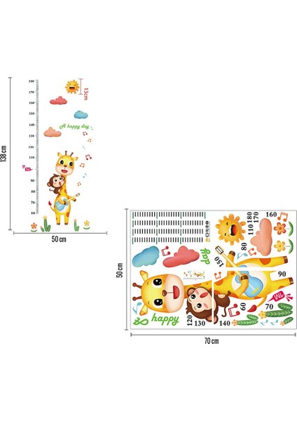 Şarkı Söyleyen Zürafa Bebek Odası Dekoru Boy Ölçer Duvar Sticker Çıkartma modelleri
