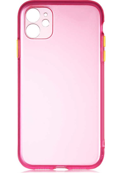 Apple iPhone 11şeffaf Kenarları Renkli Kılıf Pembe