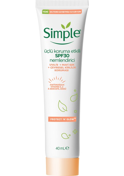 Protect 'N' Glow Üçlü Koruma Etkili SPF30 Nemlendirici Işıltısını Kaybetmiş Ciltler İçin 40 ml