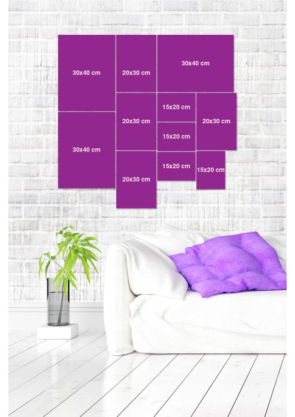 Altın Rengi Çerçeve Görünümlü 11 Parça Mdf Tablo Seti - Mekke Temalı fiyatları