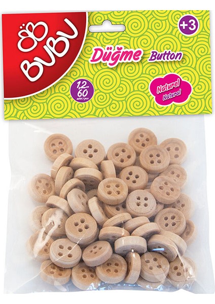 1,2 cm 60'lı Natural Düğme -HS006