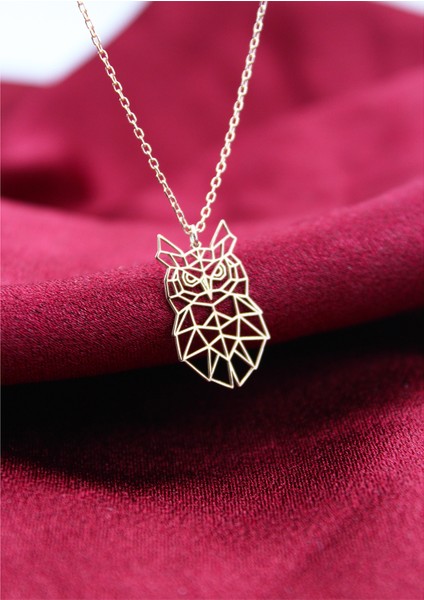 Gümüş Rose Origami Uzun Baykuş Kolye