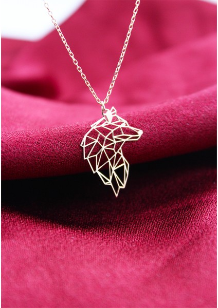 Gümüş Rose Origami Kurt Kolye