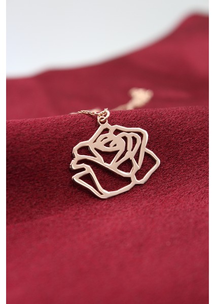 Gümüş Rose Gül Kolye