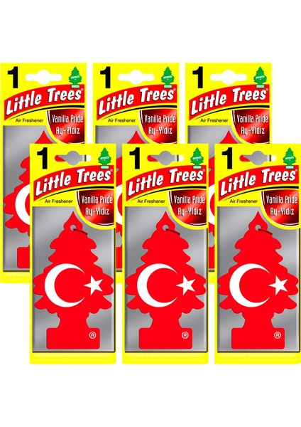 Little Trees Türk Bayrağı Vanilya Aromalı Oto Kokusu 6 Adet