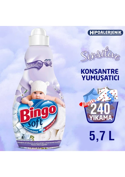 Soft Konsantre Çamaşır Yumuşatıcısı Sensitive 1440 ml EkonoiPaketi 4'lü