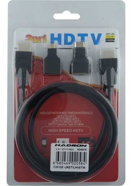 HD4576 Plastik HDMI Kablo - 1.2m