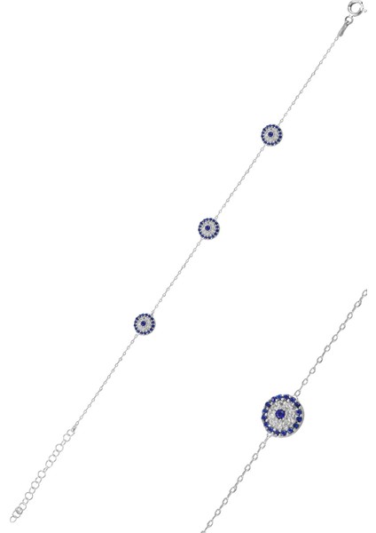 Nazarlık Model Zirkon Taşlı Gümüş Bileklik