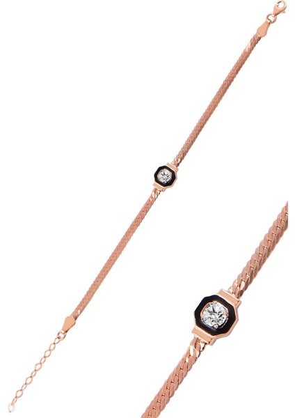 Gümüş Tek Taş ve Mineli Balık Sırtı Zincir