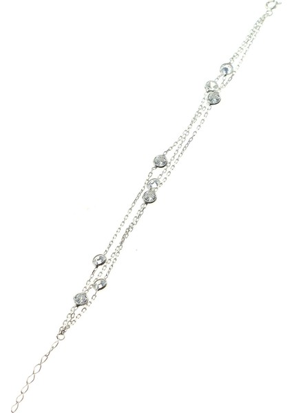 Gümüş Sıra Taşlı Bileklik