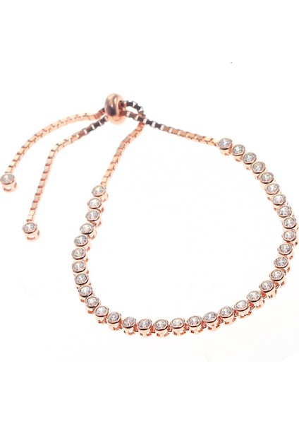 Gümüş Rose Zirkon Taşlı Su Yolu Asansörlü Bileklik