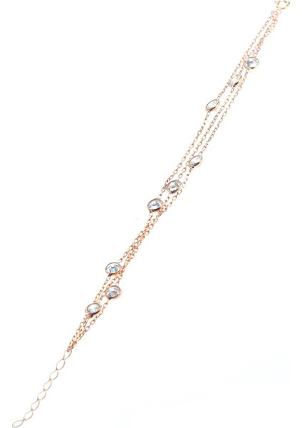 Gümüş Rose Sıra Taşlı Bileklik