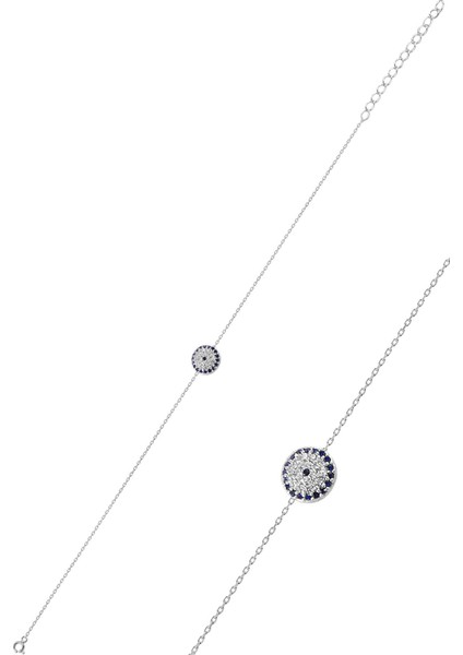 Gümüş Rodyumlu Nazar Modeli Bileklik